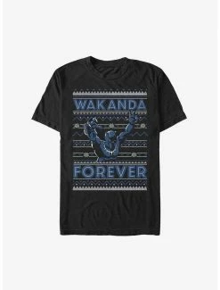 Marvel Black Panther Wakanda Forever Ugly Christmas T-Shirt