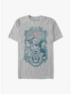 Disney Aladdin Live Action Genie, Aladdin, And Jasmine Nouveau Style Poster T-Shirt